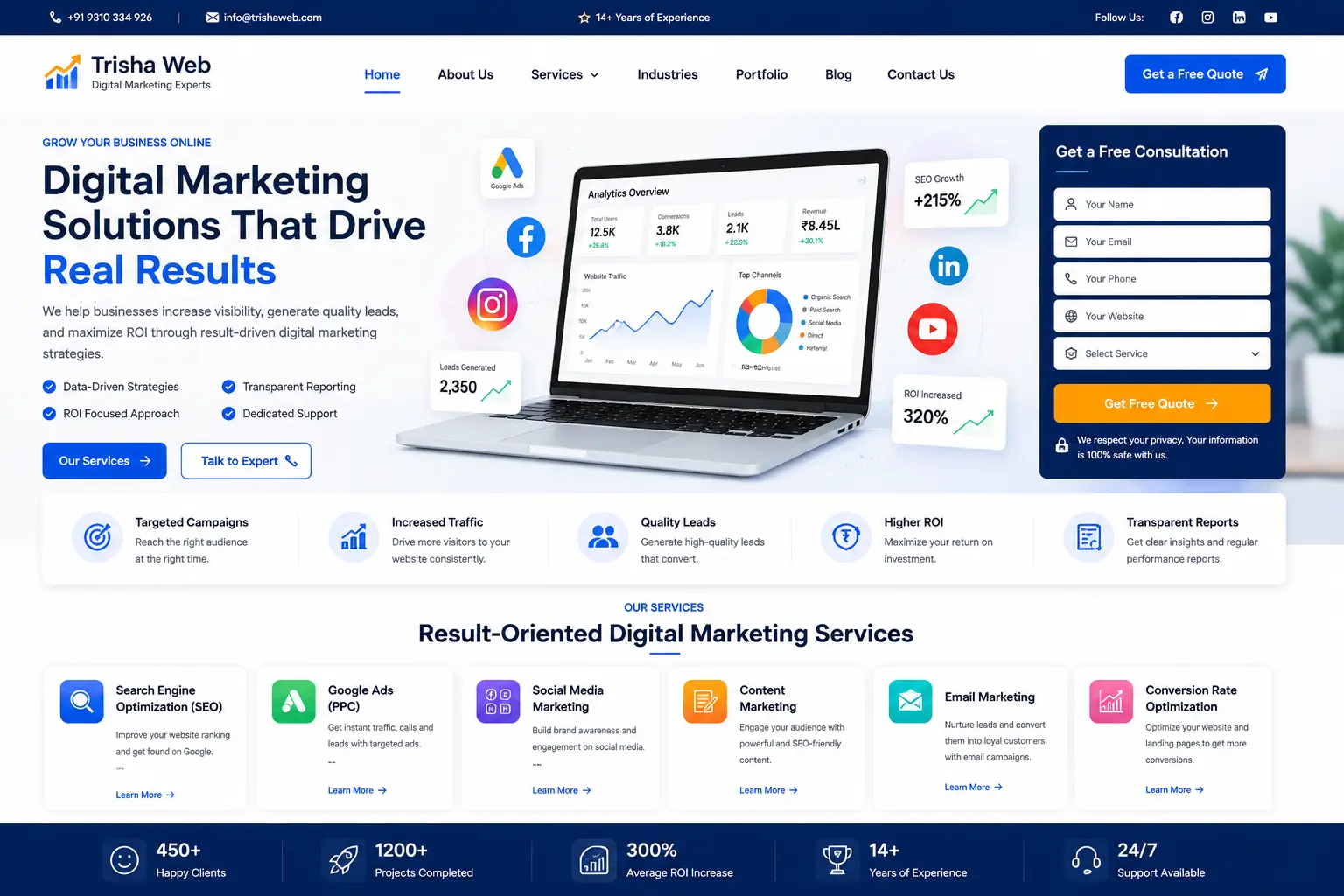 Digital Marketing Website Development Project by Trisha Web